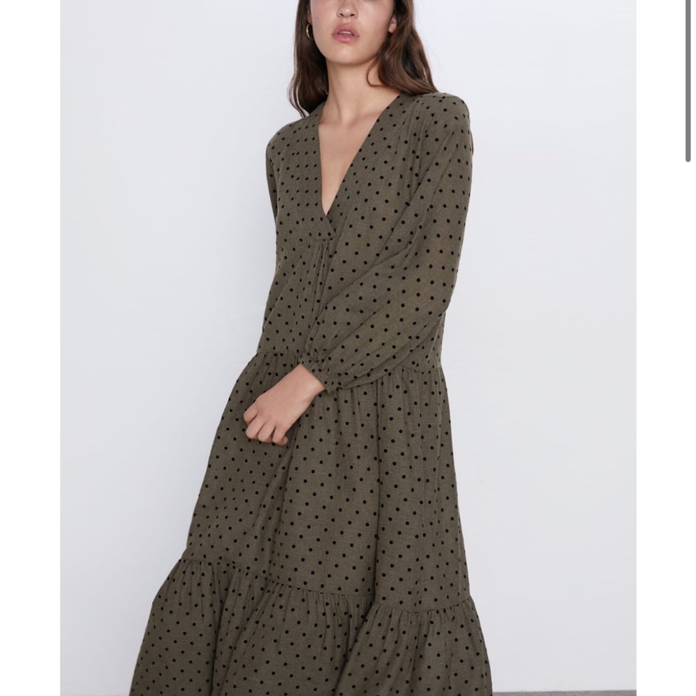 NWT Zara Brown and Black Long Sleeve Dress